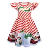 Vestido de Navidad de Manga Voladora para Niños de Venta Caliente Transfronteriza Vestido de Princesa con Estampado Digital 3D de Copo de Nieve Papá Noel para Mujer