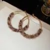 Pendientes Retro de Plata con Aguja Estampado de Leopardo Geométrico para Otoño e Invierno Moda Pendientes Simples Maillard Pendientes de Nicho de Gama Alta Venta al por Mayor