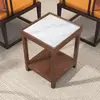Mesa de centro de losa de roca de madera maciza, portavasos de té, especial para salas de ajedrez y cartas, máquina de mahjong, mesa de doble capa con portavasos, muebles al por mayor