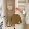 Ropa Interior Cómoda Dopamina Otoño/Invierno DeRong para Niños Estilo Nuevo Ropa para Bebé Niña Color Sólido Sudadera con Capucha Manga Larga Camiseta Capa Base
