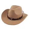 Sombrero fedora de lana, sombrero de vaquero, estilo étnico para hombres y mujeres, sombrero de sol de estilo europeo y americano para parejas para primavera y verano, sombrero de jazz