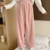 Pijama Jacquard de Pelúcia para Mulheres, Calça Longa Casual de Outono e Inverno, Tamanho Grande 130kg Gordura mm Calça de Pijama de Lã Roupa de Casa