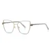 Gafas de moda color rosa té anti-luz azul 3145CP montura dorada tipo patilla cara grande chica popular con montura óptica de comercio exterior