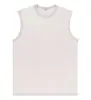 Camiseta sin mangas desgastada lavada de 230 g con logo estampado de algodón puro, hombros descubiertos, chaleco holgado, camiseta retro oversize europea y americana