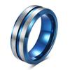 Anillo Versátil de Acero de Tungsteno Bicolor, Nuevo Estilo Simple, Ranurado Cepillado de 6-8 mm de Ancho, Transfronterizo Europeo y Americano para Hombre, Venta al por Mayor