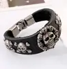 Atacado de Pulseira Europeia e Americana Nova Pulseira de Couro Punk Original Caveira Pulseira de Couro de Vaca Joias Punk