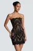 Mini vestido bustier de encaje estilo europeo y americano inspirado en Instagram con ballenas, silueta retro ajustada al cuerpo, elegante vestido de noche