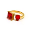 Anillo abierto de cristal de circonita ins europeo y americano de lujo ligero para mujer, nicho, acero de titanio de alta calidad, anillo chapado en oro en stock, venta al por mayor