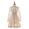 Vestido corto de estilo francés con tachuelas florales, de dos piezas, para mujer, transfronterizo, con bajo ancho, cordones en la cintura, adelgazante
