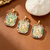 Colar de cartão de tarot quadrado transfronteiriço com pingentes de tartaruga marinha com gota de óleo, cabeça de carneiro, cabeça de touro, acessórios DIY, banhado a ouro real 18K