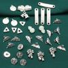 Accesorios de triángulo de mariposa de plata esterlina S925, estilo retro, con forma de flor antigua, tubo curvo, plata lisa, material artesanal, joyería