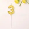 Velas de Número Douradas com Fenda para Venda por Atacado para Bolos de Aniversário, Festas Românticas de Confissão no Dia dos Namorados e Velas de Número de Encaixar