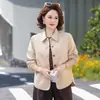 Novo casaco estilo chinês para mães, coleção de outono, novo estilo primavera/outono 2026, jaqueta curta de cor sólida de alta qualidade para mulheres de meia-idade