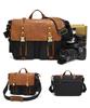 Bolso de Hombro Vintage para Hombre Hecho de Lona Encerada al Aceite con Cuero de Vaca de Primera Capa, Bolso Cruzado, Bolso de Hombro Cruzado, Portátil