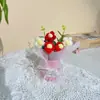 Ramo de Flores de Lana en un Cubo Abrazo, Regalo Hecho a Mano para Mejor Amiga, Ramo de Flores Pomposas, Ramo de Regalo para el Día de San Valentín y el Día del Maestro