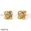 Pendientes de Diamante de Lujo Ligero Europeo y Americano Pendientes de Acero Inoxidable para Mujer Pendientes Chapados en Oro de 18k Joyería Transfronteriza