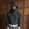 Sudadera con capucha estilo americano Y2K, corte relajado, manga larga, con estilo callejero retro Harajuku y un diseño único de máscara.