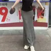 Novo saia sereia justa estilo coreano de outono com fenda, saia bodycon sexy de cintura alta, saia midi plissada para mulheres