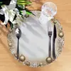 Jogo Americano de Linho Estilo Étnico com Borda Redonda Ondulada e Design Estampado, Toalha de Mesa, Guardanapo, Pano de Copo, Decoração de Natal, Personalizável