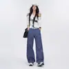 Pantalones de trabajo de pierna ancha, estilo francés azul vintage, para mujer, ajuste holgado, adelgazantes, favorecedores, únicos, versátiles, de longitud hasta el suelo, Naranja Juvenil #