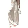 Calça de Linho Reta Wide Leg para Gestante, Verão Novo Cintura Alta Fluida Estilo Old Money Seda Gelada Proteção Solar Algodão-Linho Casual, Fina