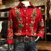 Camisa Grande 2025 Moda Transfronteriza Camisa Navideña de Flores para Hombre Impresión Digital 3D Camisa de Manga Larga Solapa