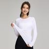Nova Camiseta Respirável Modeladora de Cintura Sem Costura Malha Toque de Pele Alta Elasticidade Corrida Fitness Esportes Manga Longa Top de Yoga