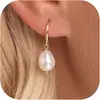 Pendientes de Borla Ovalados Geométricos Versátiles de Perla de Agua Dulce para Mujer Coreana Joyería de Lujo Ligero para Transmisión en Vivo