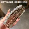 Nuevo Clip de Perla de Cristal Hecho a Mano para Mujer, Pinza de Tiburón Grande, Pinza para el Cabello de Lujo Accesible con Pequeño Volumen en la Parte Posterior de la Cabeza