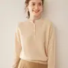 Suéter de Tricô de Cashmere Feminino Novo Outono/Inverno Clássico Slim Fit Versátil Pulôver Suéter com Base de Lã