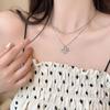 Collar de perlas de mariposa de ojo de gato rosa apiladas de doble capa para mujer, cadena de clavícula de alta gama, collar estilo Spice Girl Y2K dulce y genial