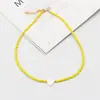 Collar de Cuentas de Arroz de Vidrio Estilo Bohemio Colgante de Amor Blanco Personalizado Cadena para la Clavícula Joyería para Mujer Venta al por Mayor