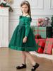Nuevo Vestido Navideño para Niñas Transfronterizo Vestido Infantil con Lazo Vestido Verde de un Solo Hombro