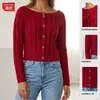 Cárdigan de Punto Trenzado con Cuello Redondo Amazon Otoño/Invierno 2026 para Mujer, Abrigo Suéter Corto de Un Botón, Moda Versátil para Mujer