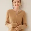 Cárdigan de Cachemir de Punto Trenzado Color Sólido Vintage para Mujer Elegante para Viajes Capa Simple Versátil Abrigo