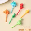 Garfo de Fruta Desenho Animado Infantil Doméstico Criativo Animal Infantil Fofo Plástico Sinal de Fruta Conjunto Sinal de Almoço