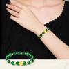 Pulsera de jade con incrustaciones de oro de imitación para Año Nuevo 2024 para mujer, pulsera de oro duro con cuentas de oro rojo, verde y oro, cuentas de la suerte doradas para madre
