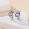 Pendientes Yilu de Plata con Citrino Natural Plata de Ley S925 Hoja de Amatista Cuentas Clip para Oreja Facetado Estilo Más Vendido