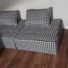 Sofá Bloco de Tofu Minimalista na Cor Creme, Módulo Cubo de Tecido Técnico de Um Lugar, Combinação de Dois Lugares, Poltrona Preguiçosa de Chão para Apartamento Pequeno