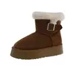Botas de nieve grises de caña media con suela gruesa para mujer 2026 nuevos zapatos de invierno con forro polar añadido y algodón cálido engrosado