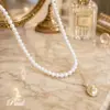 Novo Colar Dupla Camada de Pérolas Shijia Zhengyuan Retrô para Mulheres, Luxo Leve, Temperamento Fashion, Joia Versátil de Alta Qualidade para Atacado
