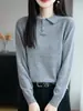 Tejido de Lana Fina con Hombros Calados de Ganchillo Versátil para Mujer Primavera y Otoño Simple y Elegante Calados de Ganchillo