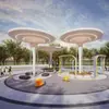 Gran Cenador con Forma de Paraguas de Acero Inoxidable, Pabellón Hongo de Parque, Estructura de Pabellón Nube Pétalo, Escultura de Árbol Paisajística