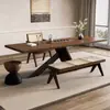 Mesa de Té de Madera Maciza Estilo Wabi-Sabi Sala de Estar Oficina en Casa Mesa de Té y Sillas Modernas Sencillas Combinación Nuevo Estilo 2025