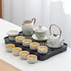Lujo Ligero de Gama Alta Horno Ru Juego de Té Kung Fu para el Hogar Cerámica China Tetera Taza de Té Bandeja de Té Pequeña Juego de Regalo