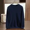 Suéter de Cashmere Espesso de Dupla Camada para Homens, Gola Redonda Pulôver, Tricô de Cor Sólida, Suéter Camada Base, Cashmere Amigo da Pele