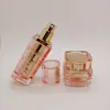 Nueva botella de bambú botella acrílica Cuadros coreanos botella con atomizador de 100 ml botella para crema de 30 g botella dosificadora de loción de doble capa
