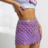 Cadena para el cuerpo de lentejuelas de colores de moda transfronteriza europea y americana, falda exterior sexy de moda para mujer, cadena corporal de joyería de color mágico para club nocturno