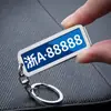 Llavero con placa de matrícula láser grabable con explosiones de ruido, placa de matrícula creativa de acero inoxidable, colgante antipérdida para coche, regalo