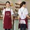 Delantal de Lona con Impresión de Logo Personalizado para Catering, Cafetería, Tienda de Té con Leche, Delantal de Cocina, Ropa de Trabajo Impermeable para Mujeres